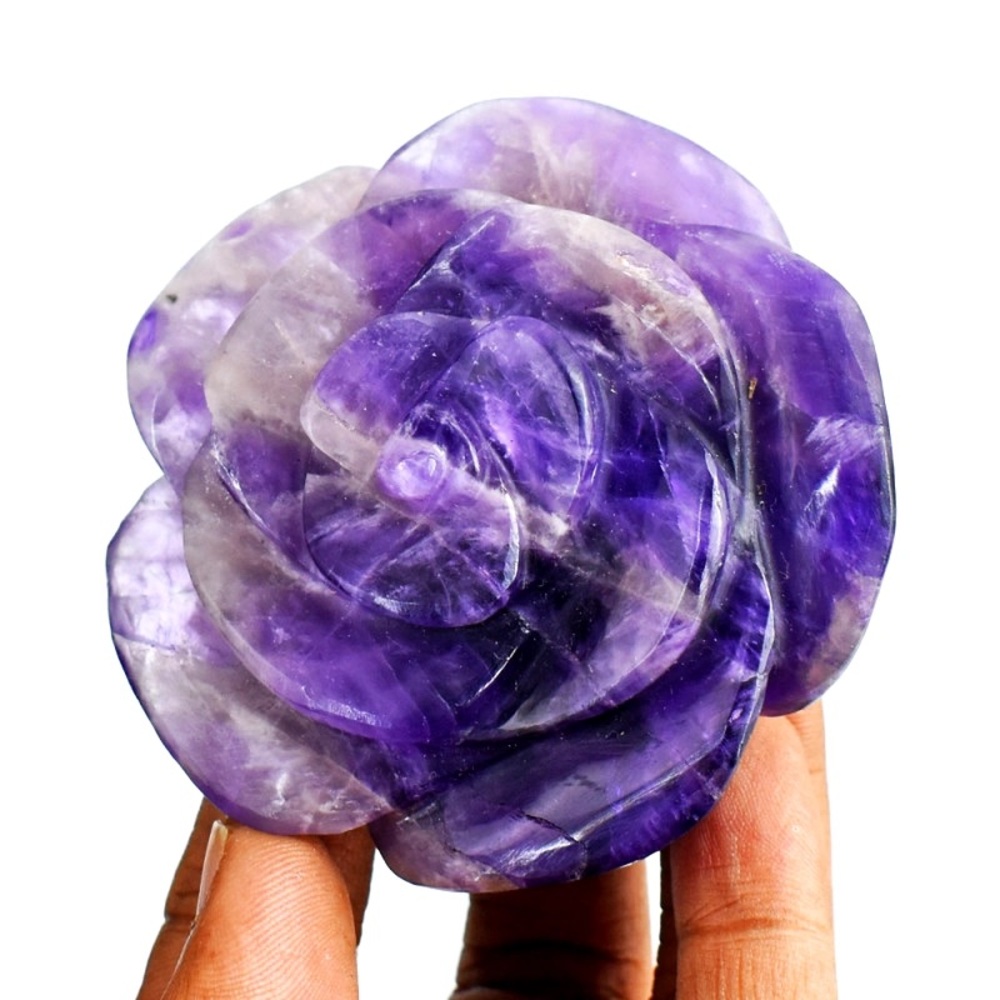 Genuine Hand carved Amethyst Rose, 716 Carats